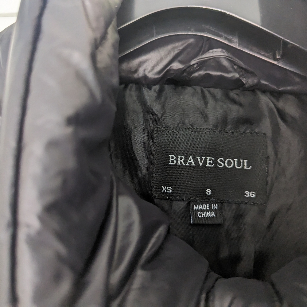 Brave soul black puffer coat size S 8 - Picture 3 of 7